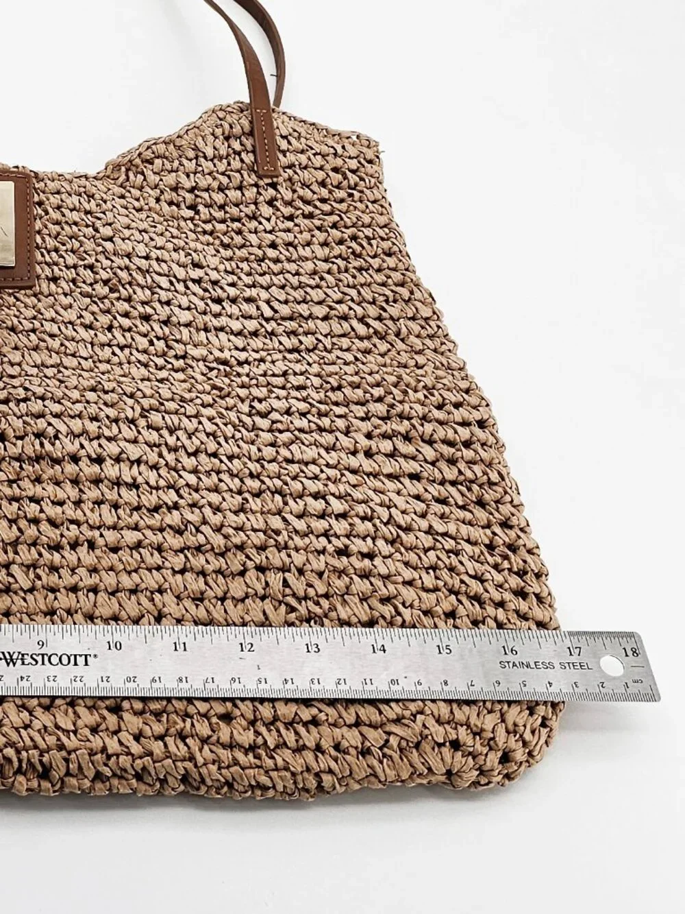 Studio Collection Woven Straw Beach Tote Bag Brown Tan